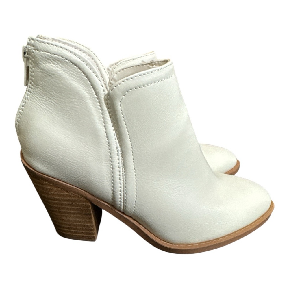 Anthropologie Joie Kayden Off White/Cream Leather Heeled Ankle Boots - Picture 6 of 8